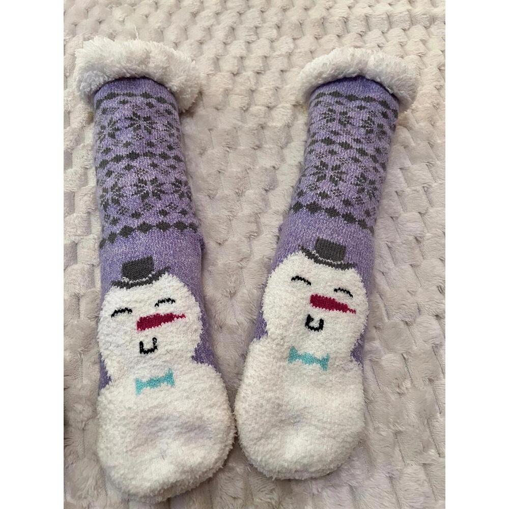 Snowman non-slip fleece lined sock slippers (Women’s, shoe sizes 6-9)